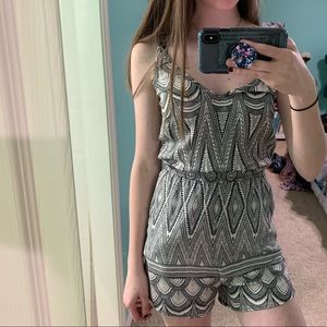 Black and white tribal print romper